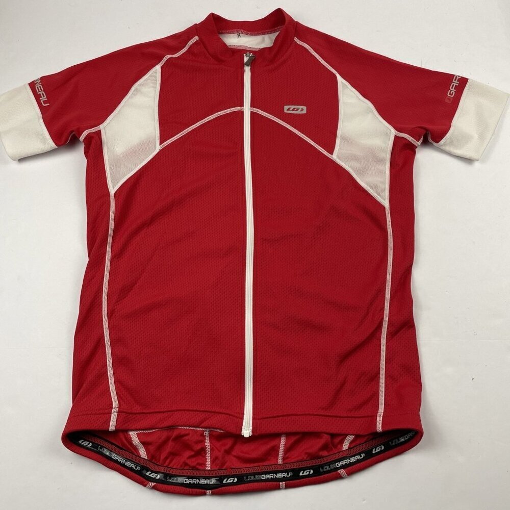 Louis Garneau Cycling Jersey Men’s M Short Sleeve Full Zip Poly Stretch Red